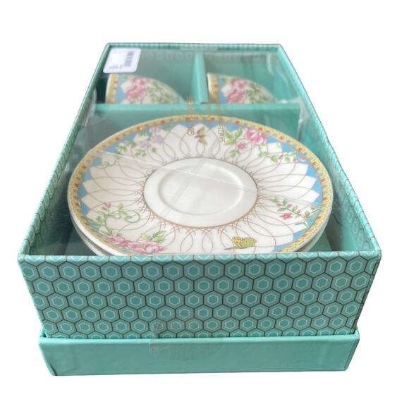 Grace Teaware Fine Porcelain Floral Espresso Cups & Saucers Gift Box Set New - Picture 10 of 10